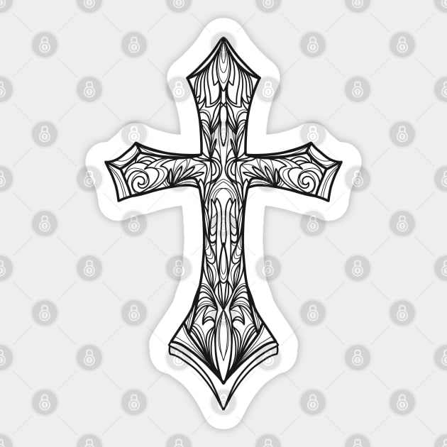 Decorative cross illustration tattoo style Sticker by jen28